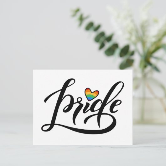 Pride Script Heart Postkarte (Stehend Vorderseite)