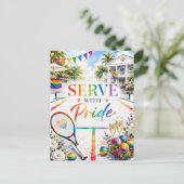 Pride Serve With Pride Regenbogen Tennis Postkarte (Stehend Vorderseite)