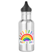 Pride & Shine LGBTQ+ Rainbow Sunrise Happy Edelstahlflasche (Links)