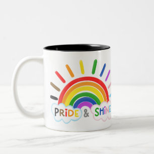 Pride & Shine LGBTQ+ Rainbow Sunrise Happy Zweifarbige Tasse