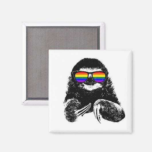 Pride Sloth LGBTQ Flag Sonnenbrille Magnet (Vorderseite/Rückseite)