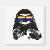 Pride Sloth LGBTQ Flag Sonnenbrille Magnet (Vorne)