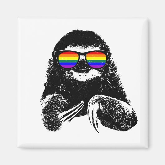 Pride Sloth LGBTQ Flag Sonnenbrille Magnet (Vorne)