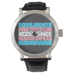 PRIDE Trans Rechte Wort "Art Flag LGBT Anführungsg Armbanduhr