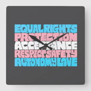 PRIDE Trans Rechte Wort "Art Flag LGBT Anführungsg Quadratische Wanduhr
