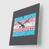 PRIDE Trans Rechte Wort "Art Flag LGBT Anführungsg Quadratische Wanduhr (Winkel)