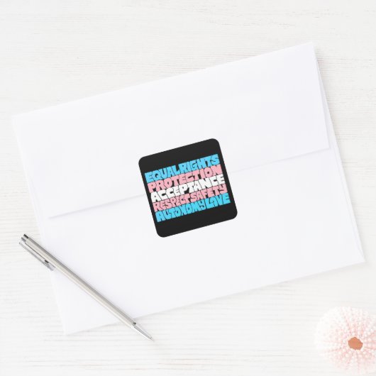 PRIDE Trans Rechte Wort "Art Flag LGBT Anführungsg Quadratischer Aufkleber