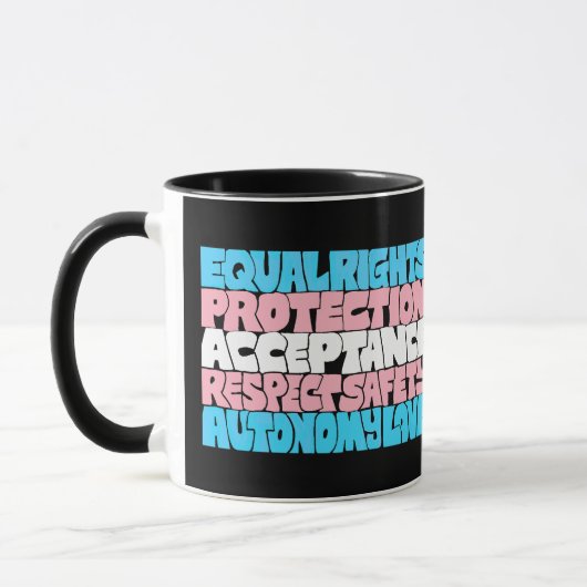 PRIDE Trans Rechte Wort "Art Flag LGBT Anführungsg Tasse (Links)