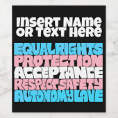 PRIDE Trans Rechte Wort Kunst-Flagge LGBT zitieren Weinetikett (Einzelnes Label)