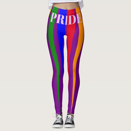 PRIDE typografie Gay Regenbogenstrahlen lila Leggings (Vorderseite)