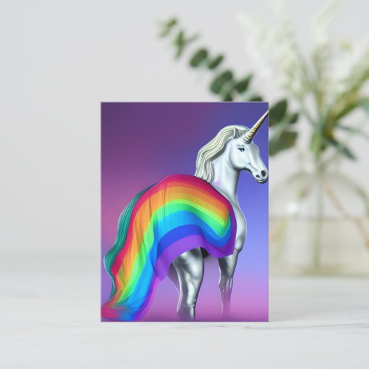 Pride Unicorn Postkarte (Stehend Vorderseite)