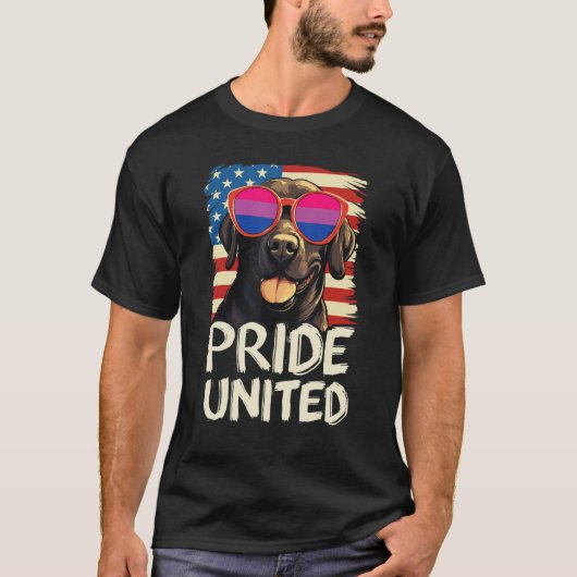 Pride United Labrador Bisexual Flag Sunglasses T-Shirt (Vorderseite)