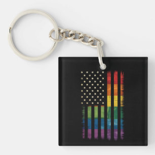 Pride USA Amerika abgenutzte Regenbogenflagge LGBT Schlüsselanhänger