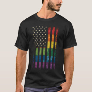 Pride USA Amerika abgenutzte Regenbogenflagge LGBT T-Shirt