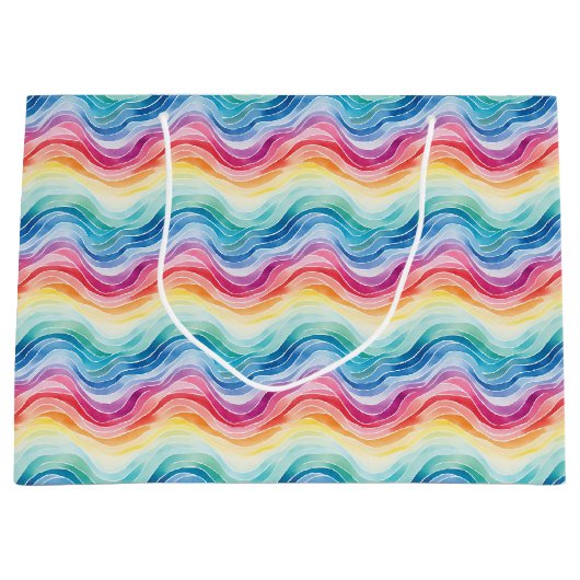Pride Wavy Rainbow Stripes Pattern Große Geschenktüte (Vorderseite)