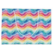 Pride Wavy Rainbow Stripes Pattern Große Geschenktüte (Rückseite)