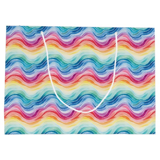 Pride Wavy Rainbow Stripes Pattern Große Geschenktüte (Rückseite)