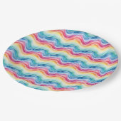 Pride Wavy Rainbow Stripes Pattern Summer Pappteller (Schrägansicht)