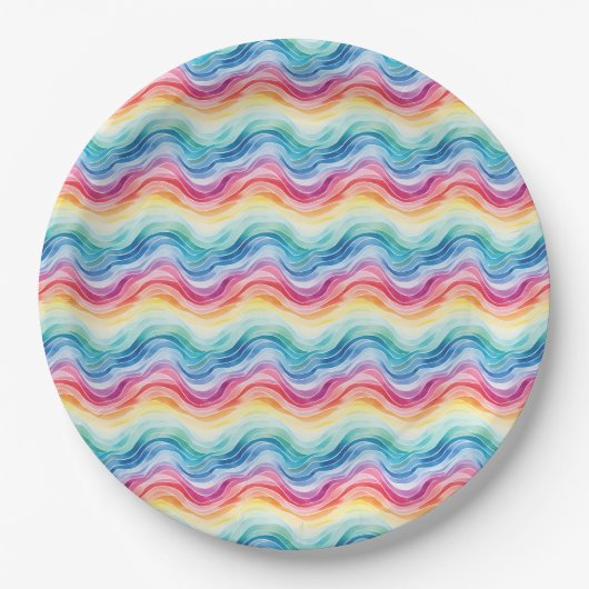 Pride Wavy Rainbow Stripes Pattern Summer Pappteller (Vorderseite)