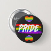 PRIDE weiß gegen Regenbogenflagge und zwei Herzen Button (Vorne & Hinten)