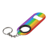 PridePop: Regenbogen-Stolz Edelstahl Mini Flaschenöffner (Vorderseite Schrägansicht)