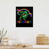 Pridesaurus Pride Gay T-Rex Dino Rainbow Poster (Küche)