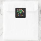 Pridesaurus Pride Gay T-Rex Dino Rainbow Quadratischer Aufkleber (Tasche)