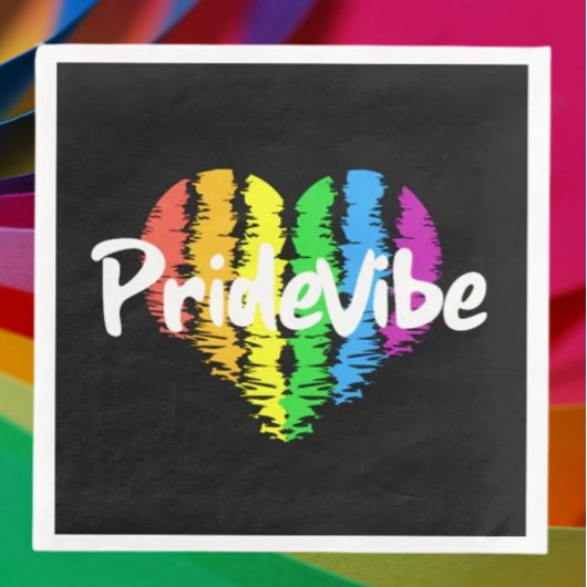 PrideVibe Herz: Feste schwarze Papiertücher Serviette
