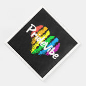 PrideVibe Herz: Feste schwarze Papiertücher Serviette (Ecke)