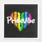 PrideVibe Herz: Feste schwarze Papiertücher Serviette (Vorderseite)
