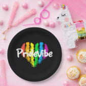 PrideVibe Herz: Feste schwarze Pappteller (Party)
