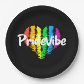 PrideVibe Herz: Feste schwarze Pappteller (Vorderseite)