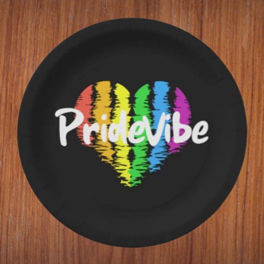 PrideVibe Herz: Feste schwarze Pappteller