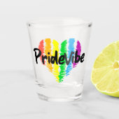 PrideVibe Logo Rainbow Herz Schnapsglas (Vorderseite)