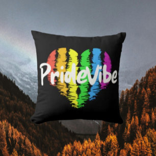 PrideVibe-Logo Regenbogen-Herz Kissen