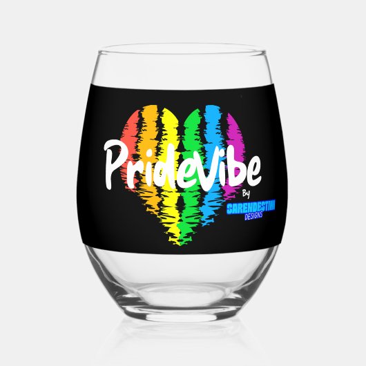 PrideVibe Rainbow: Sip with Pride Weinglas Ohne Stiel (Vorderseite)
