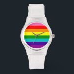 PrideWatch Armbanduhr<br><div class="desc">Die Uhr mit der original 8-farbigen Pride-Flagge. Hiermit setzt du ein Zeichen für Akzeptanz und Toleranz aller Menschen.</div>