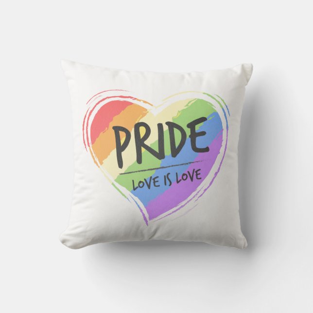 Priese Liebe ist Liebe Regenbogen Herz Kissen (Vorderseite)