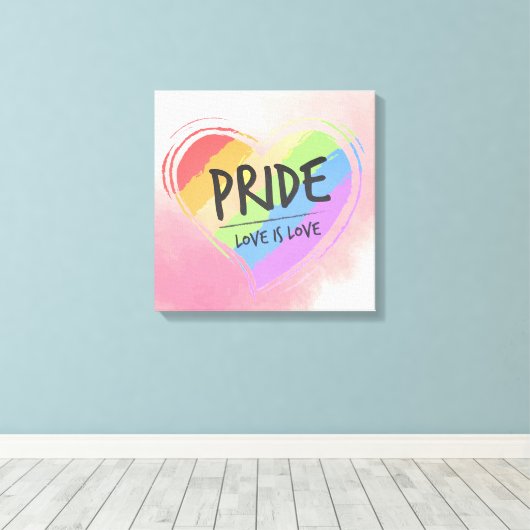 Priese Liebe ist Liebe Regenbogen Herz Leinwanddruck (Insitu (Holzboden))