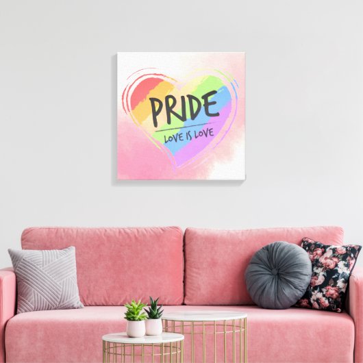 Priese Liebe ist Liebe Regenbogen Herz Leinwanddruck (Insitu (Wohnzimmer))