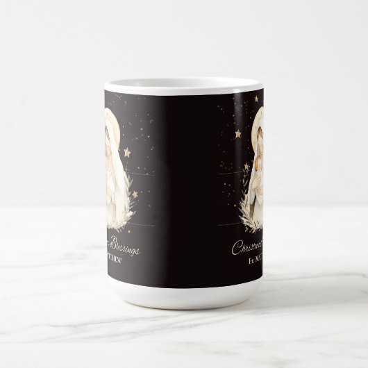 Priest Christmas Blessings Madonna Child Black Kaffeetasse (Mittel)