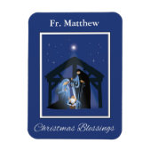 Priest Christmas Blessings, Nativity Scene on Blue Magnet (Vertikal)