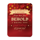 Priest Christmas Blessings Red, Gold Stars Magnet (Vertikal)