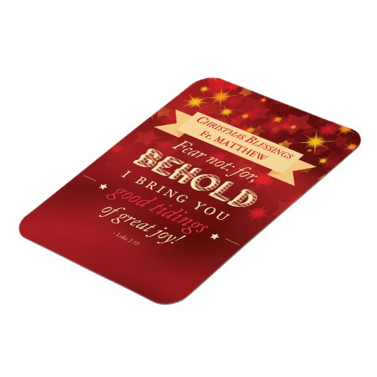 Priest Christmas Blessings Red, Gold Stars Magnet (Linke Seite)