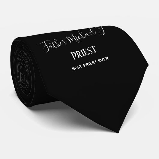 PRIEST GIFTS - personalisiert Classic Schwarz-weiß Krawatte (Gerollt)