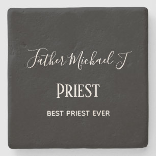 PRIEST GIFTS - personalisiert Classic Schwarz-weiß Steinuntersetzer