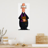 Priest Holding Bibel IFunny Clergy Charakter Poster (Küche)