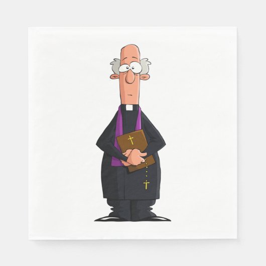 Priest Holding Bibel IFunny Clergy Charakter Serviette (Vorderseite)