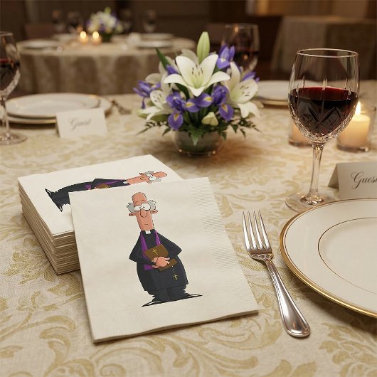 Priest Holding Bibel IFunny Clergy Charakter Serviette