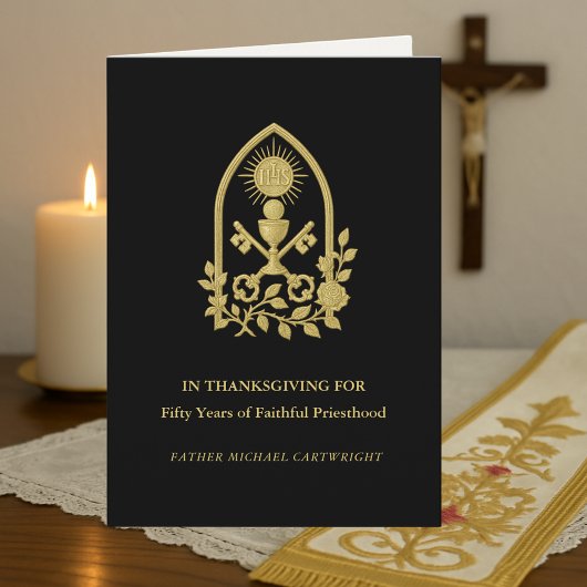 Priest IHS, Keys und Chalice der 50. Jubilee-Karte Karte